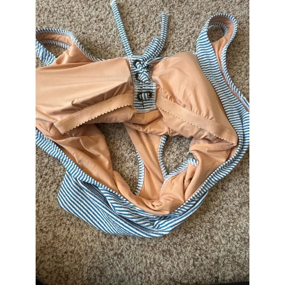 J. CREW Women's Swim suit/Bathing Suit, size 16, Blue & White striped